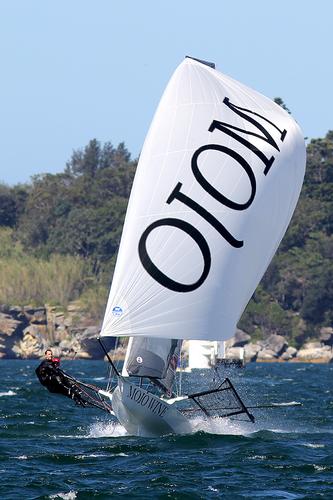 Mojo Wine, a strong challenger for the title - Australian 18ft Skiff Nationals © Frank Quealey /Australian 18 Footers League http://www.18footers.com.au